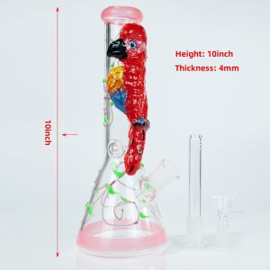 China Hand Drawing 3d painting 10inch 4mm thick Hookah Glass bongs Smoking Pipes Water Pipe on sale