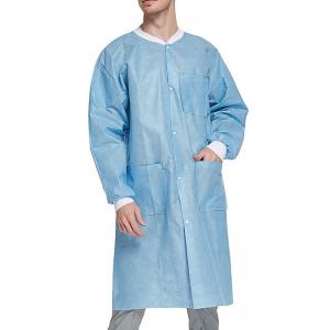 China Nonwoven disposable Laboratory coat 3-layer SMS Full Length Lab Coat on sale