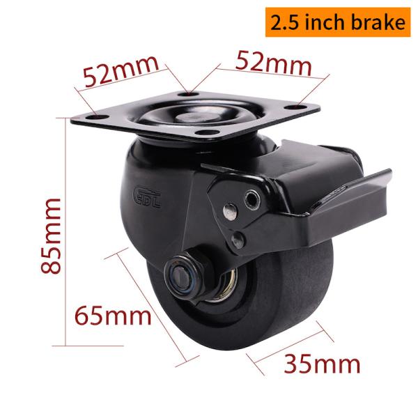 EDL 2.5 Inch Plate Heavy Equipment Casters M4125P-16 By Rigid Swive Brake Type