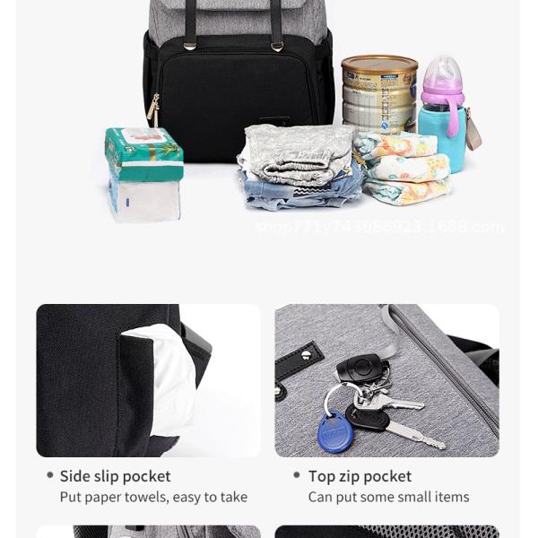 ISO9001 Fashion Mummy Maternity Nappy Diaper Bag Backpack With USB