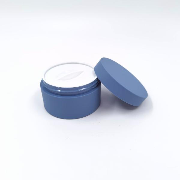 Matte Blue 30g Plastic Cosmetic Jars With White Cap