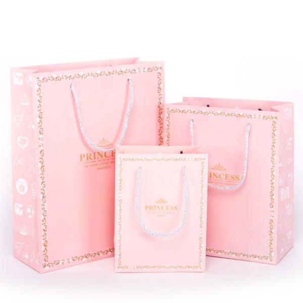 Quality Pink Paper Gift Bags For Kids Birthday Holiday Presents for sale