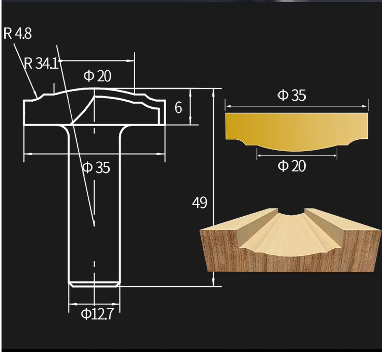 65Mn ISO9001 Certified Cabinet Miter Router Bit with Bowl Groove for Woodworking Milling Cutter