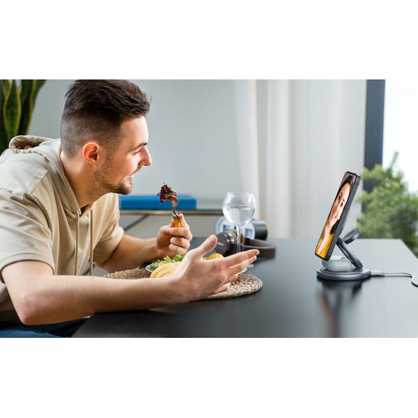 Qi2 Metal Fast Foldable Wireless Charging Station 3 In 1 360 Degrees Rotating