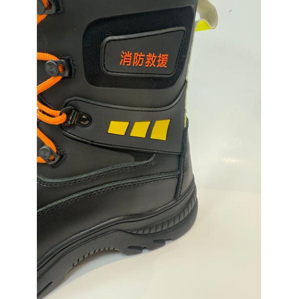Black Cowhide Leather Work Firefighter Safety Boots Rubber Sole Steel Toe