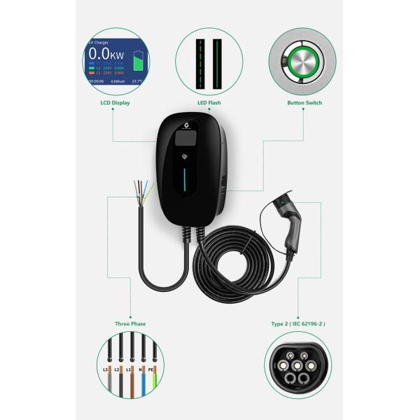 Ac Ev Car Charger 32A Type2 Ethernet Ocpp 1.6 Car Charging Station