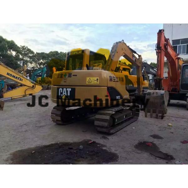 307C Slightly Used CAT Excavators 7 Ton With Rubber Protected Track 4 Cylinders