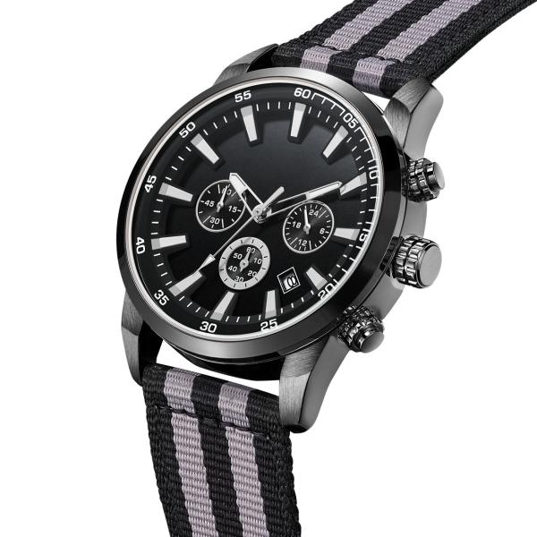 Nylon Strap Diameter 45mm Alloy Quartz Watch 3atm Men'S Multi Function Waterproof