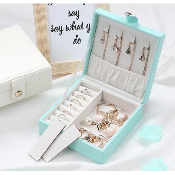 Fashion Solid Luxury Portable PU Leather PVC Cardboard Jewelry Jewellery Set Gift Packaging Packing Travel Holder Organizer Mini Box for Women Girls
