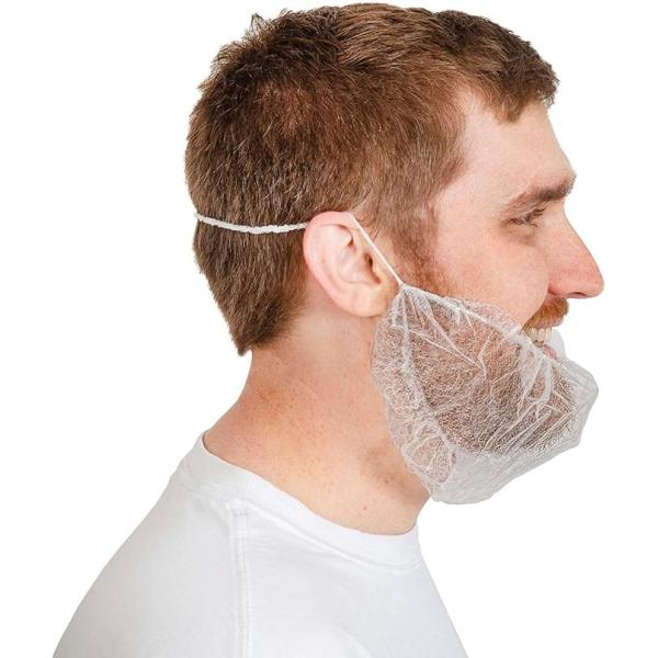 Beard Nets | 18" | White Disposable Beard Covers, Beard Net For Food Service, Cooking, Cleaning