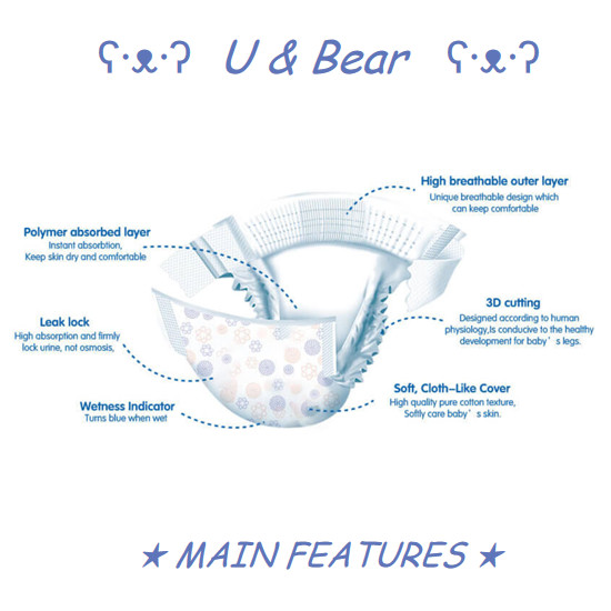 white ADL Nonwoven Topsheet Disposable Baby Diapers