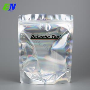 China High Quality Holographic Mylar Stand Up Bag With Zipper For Daly Food Packaging wholesale
