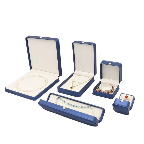 Premium Custom Logo Cardboard Genuine PU Leather Square Ring Bracelet Watch Gift Packing Jewelry Jewellery Set Packaging Display Box with EVA Foam Insert