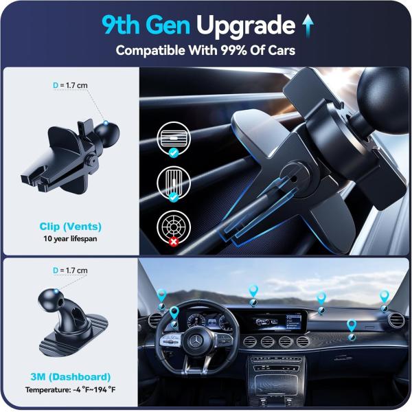 Fast 15W Wireless Car Charger Phone Holder Fireproof For IPhone 15 12 11Max