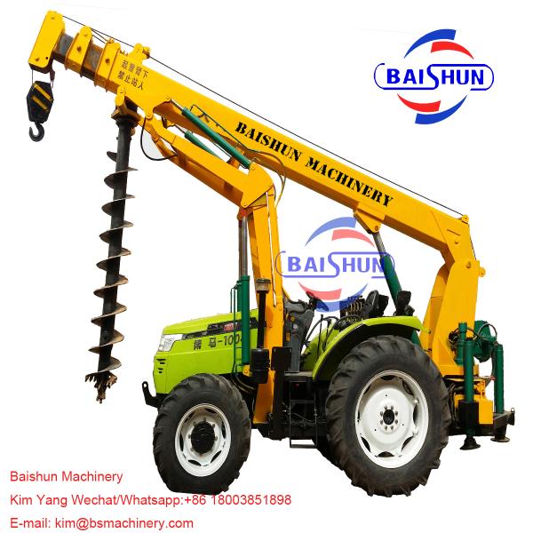 Popular sale lifting crane mounted post hole digger machine new tractor with auger