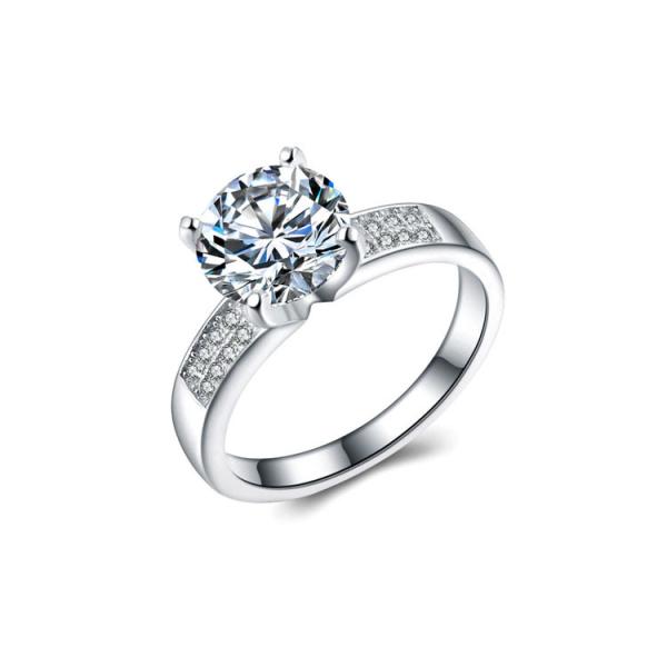 Women 925 Silver Brilliant CZ Diamonds Wedding Engagement Ring (RE663)
