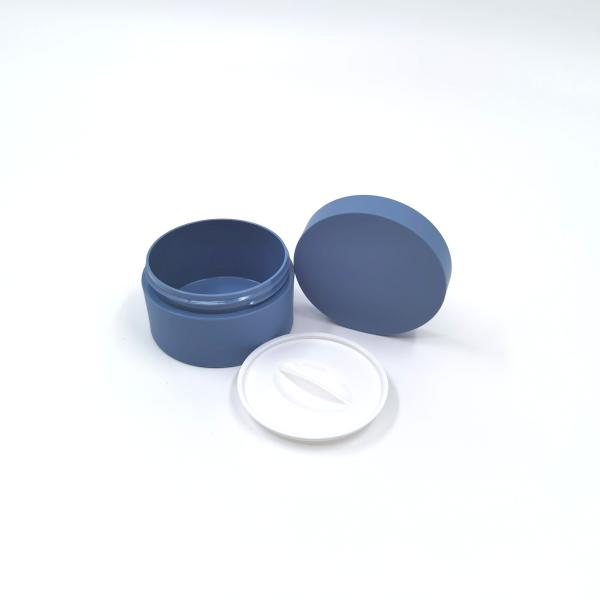 Matte Blue 30g Plastic Cosmetic Jars With White Cap