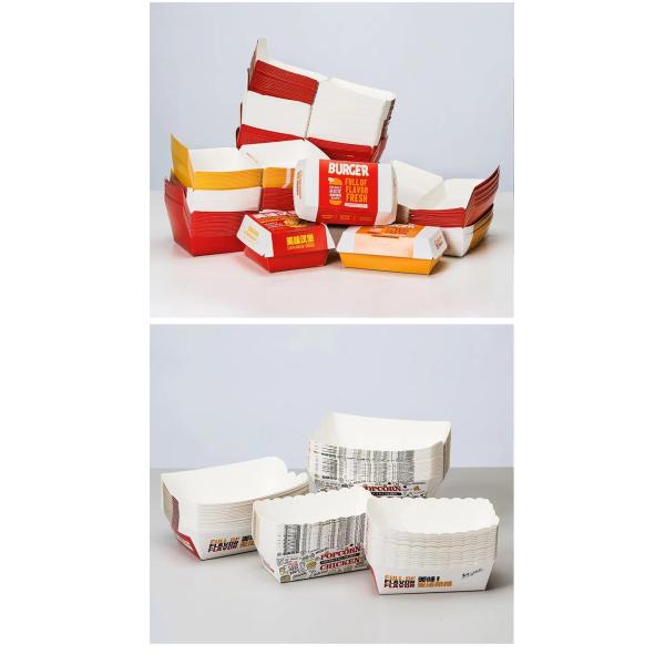 Personalized Food Catering French Fry Serving Containers Food Grade Corrugated Kraft Cardboard Paper