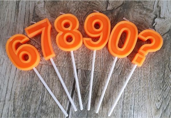 Quality Orange Mini Number Birthday Candles Zero To Night With 3D Edge And Plastic Holder for sale