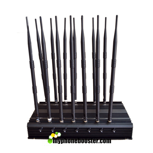 China 14 Antennas 35W High Power Adjustable Cell Phone Signal Jammer Blocker Jam GSM DCS 3G 4G Wimax Wifi GPS Camera UHF VHF wholesale