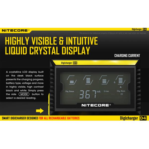 New Arrival LCD Nitecore D4 charger IMR/Lifepo4/NiMh/NiCd AA AAA battery charger nitecore