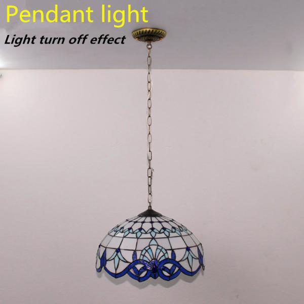 Retro Stain Pendant Light Stained Glass Victorian Hanging Light Glass Pendant Lamp For Dining Living Room Kitchen Study