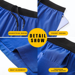 Sport Men′s Elastic Shorts Quick-Drying Breathable Quarter Trousers with Split Ends Running Casual Fitness Men Gym Shorts