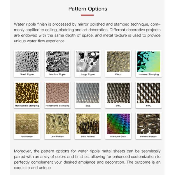 OEM Water Ripple Sheet Wave Bright Corrugated Stainless Steel Metal Plate