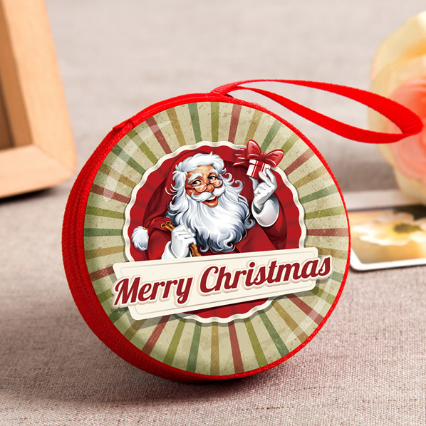 2018 Christmas promotional gifts zipper closure round tin wallet small mini metal tinplate coin box Promotional items