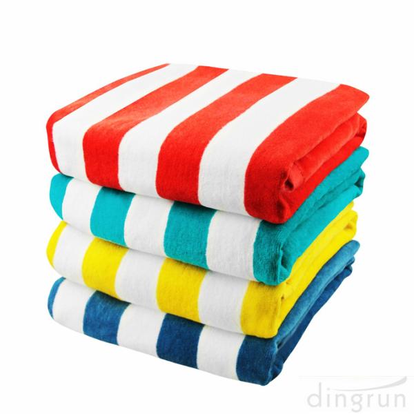Soft Absorbent and Plush 100% Cotton Cabana Striped Beach Pool Bath Towel