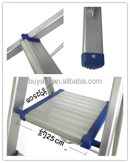 Sustainable Aluminum Folding Ladder 3 Steps In Silver Anodized