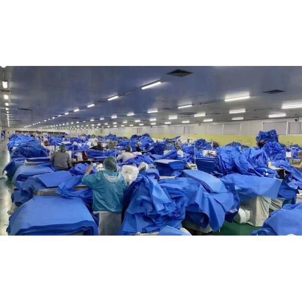 AAMI Level1/2/3 Factory Wholesale SMS Disposable Non-Woven Fabric Blue Isolation Gown