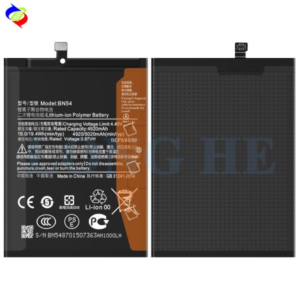 Mobile Phone Models Redmi 9/Redmi Note 9 Lithium-ion Polymer BN54 Battery 500PCS ODM/OEM
