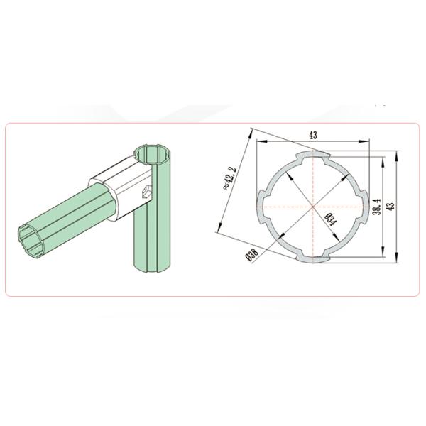 28 43mm Diameter Aluminum Alloy Lean Tube Anodizing Surface Treatment 750G/M