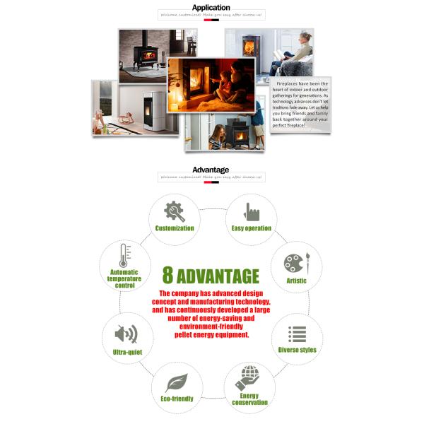Cast Iron Wood Pellet Stove 50Hz 230V 20KG Hopper Capacity