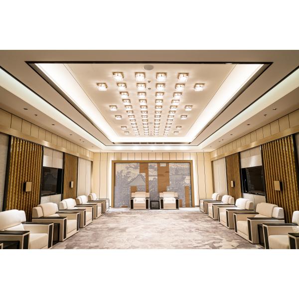 Hotel VIP Reception Room Furniture Set Includes A White Armchair And A Solid Wood Coffee Table