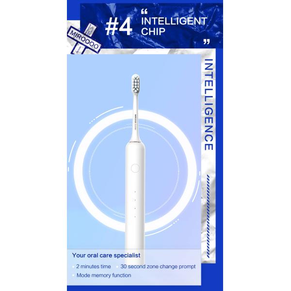 Waterproof Electric Toothbrush With 42 000 VPM Motor With 2 DuPont Brush Heads