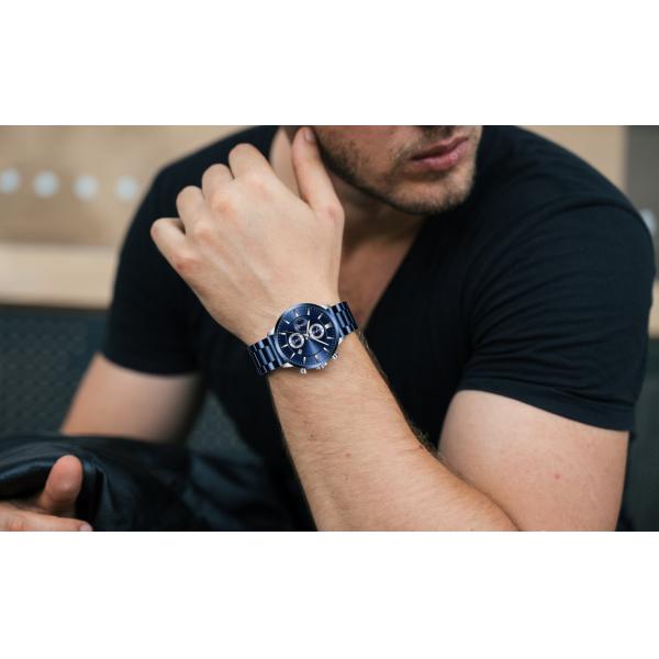 Mens Japan Movt Watch Stainless Steel Back PVD Plated Calendar Wrist Watch