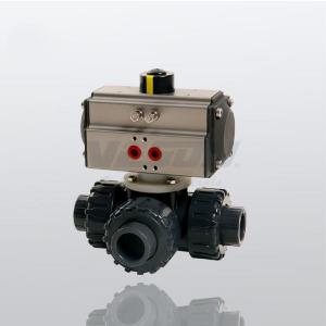 China PVC Pneumatic Three way Ball Valve Direct Mount For Low Profile ISO5211 Standard wholesale