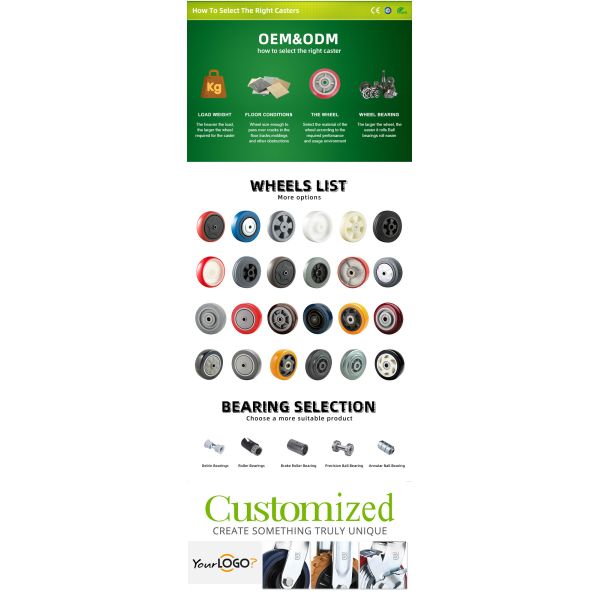 OEM Medium and Heavy Duty 3 Inch Rotating TPR Casters Steel Rubber Swivel Caster with Bearing