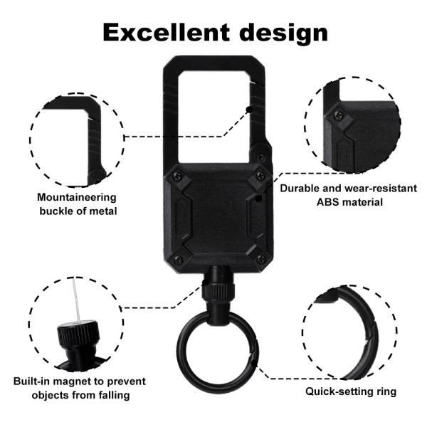 Deyi Badge Reel Heavy Duty Retractable Keychain Carabiner Key Holder Square ID