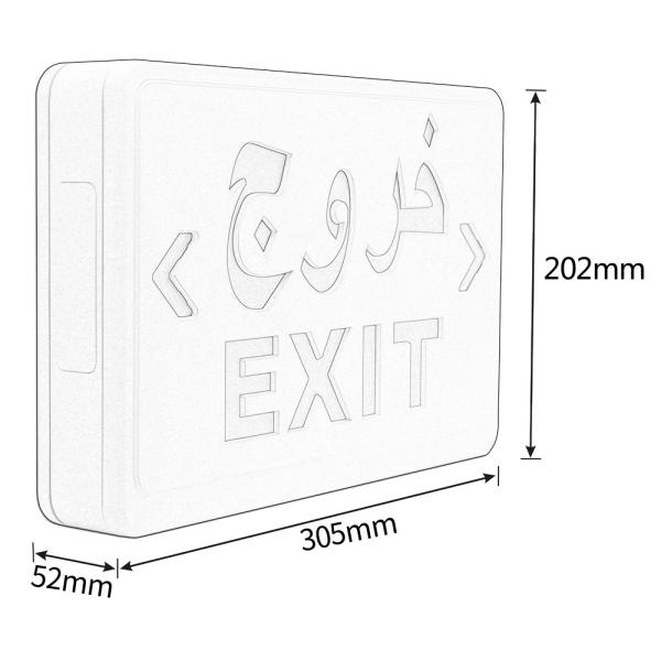 6500K Lithium Ion Battery Emergency Light White 3W LED Exit Light