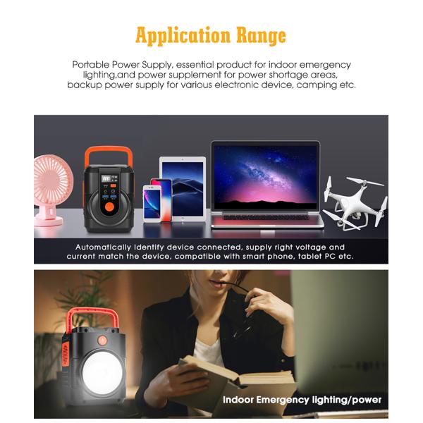 100W Solar Portable Power Station Battery 110V 220V Generator For Outdoor Camping