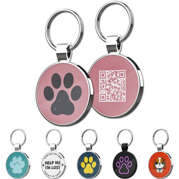 Engraved Pet Tags Dog ID Tag Ring 2D Easy To Use With QR Code Laser