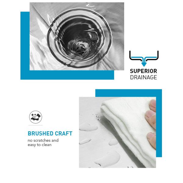 20 Gauge Stainless Steel Kitchen Sink Dual Mount With Satin Polished Finish