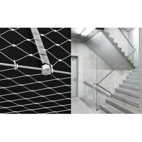 Customized Flexible Stainless Steel Wire Rope Protection Netting For Balcony Or Stair With Ferrule
