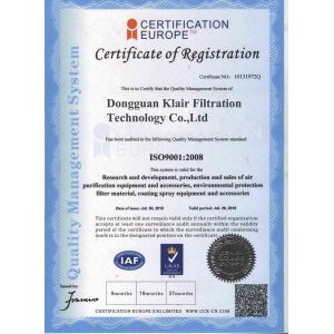 Dongguan Klair Filtration Technology Co., Limited Certifications