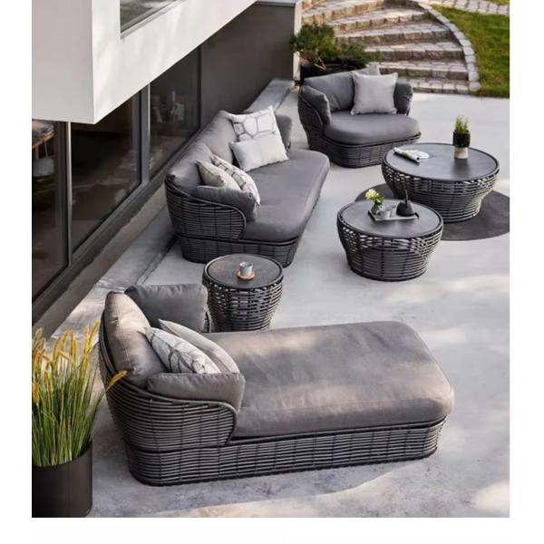 Modern Garden Cafe BBQ Wicker Rattan Lounge Chair Table Set Outdoor For Hotel Villa Restaurant