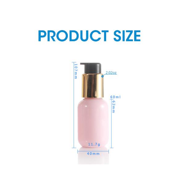60ml Pink Round Cosmetic Lotion Bottle Electroplating Golden Pump