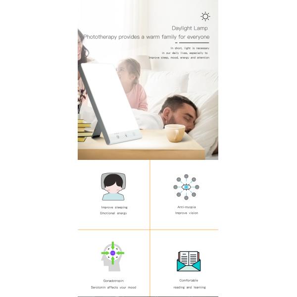 High Luminosity SAD Therapy Lamp for Seasonal Affect Disorder with 3 Different Intensity Levels and UV Free GK-GQ-L1